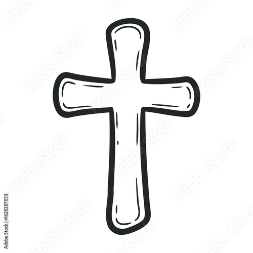 Reflective christian symbol cross illustration digital art minimalist style conceptual representation. Vector illustration