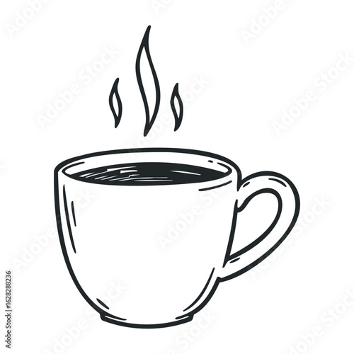 Steaming coffee cup cozy warm home environment digital illustration close-up view comforting concept. Vector illustration