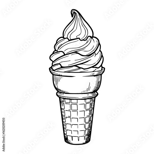 classic swirl ice cream in a waffle cone