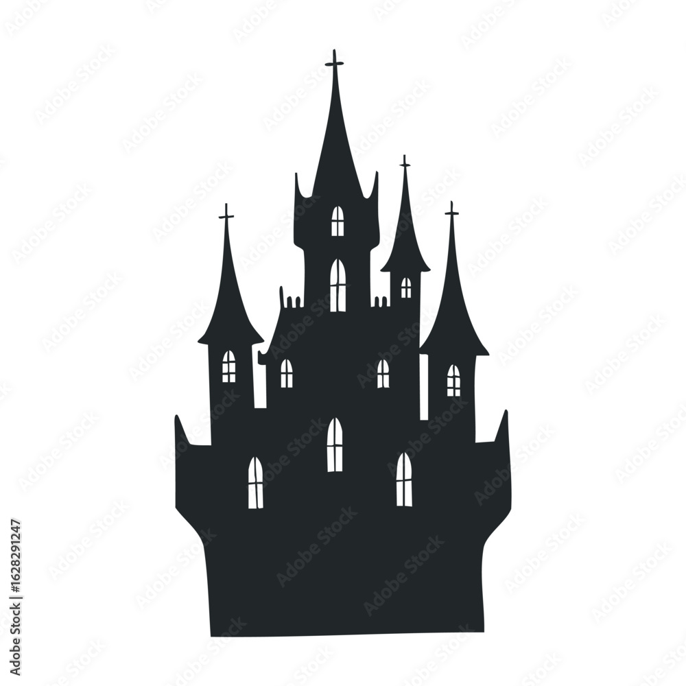 Obraz premium Haunted castle adventure fantasy land digital art dark atmosphere creative imagery. Vector illustration