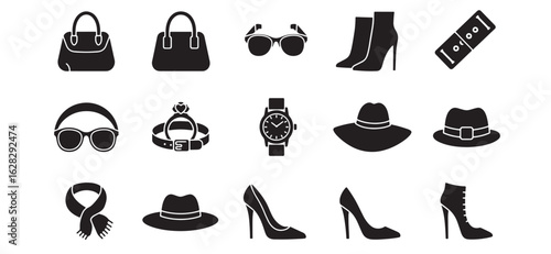 Various musical symbols illustrated in black and white with a clean and minimalistic design.