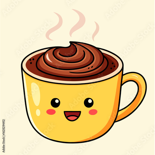 Coffee Cup Character with Smile