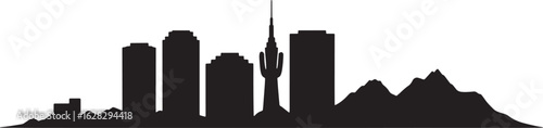 Phoenix Arizona Cityscape Silhouette A Detailed Urban Skyline Against Transparent Background