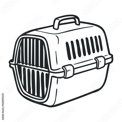 Pet travel carrier home illustration simple design side view comfort and safety for pets. Vector illustration