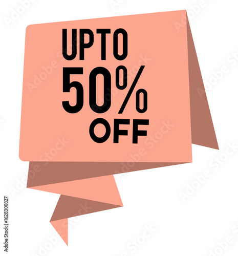 get up to 50% off now, modern yellow vector graphic for web advertising, price reduction sticker, special offer banner design