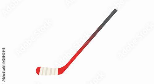 Modern hockey stick with a red to dark grey gradient shaft and a white taped blade.