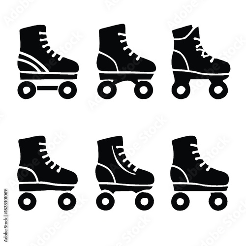 Retro Roller Skate Icons Six Stylish Designs