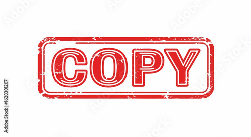 Red grunge rubber stamp impression with the word COPY in a rectangular frame with rounded corners.