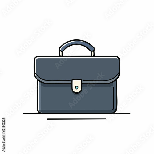 Classic business briefcase icon in a clean flat line style. Vector illustration of a professional portfolio case for work and office concepts.