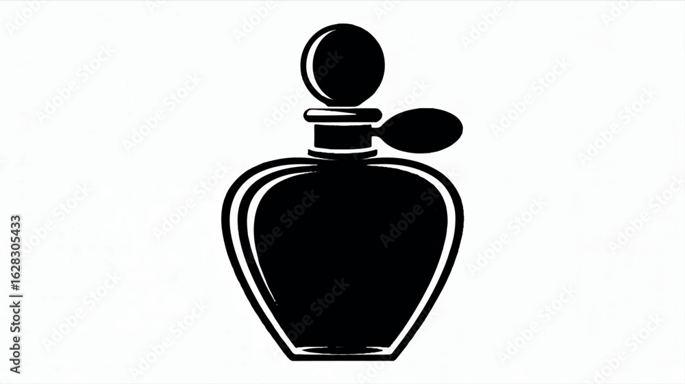 Fototapeta premium Elegant black and white perfume bottle silhouette for sophisticated branding and design