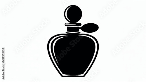 Elegant black and white perfume bottle silhouette for sophisticated branding and design