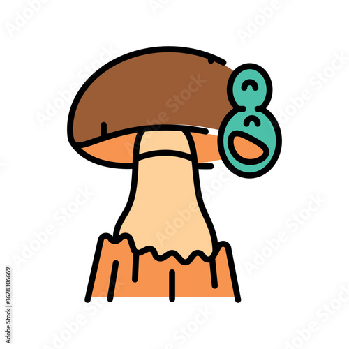 mushroom spores color line icon for digital and print projects.