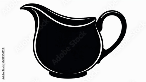 Minimalist black silhouette of a creamer pitcher on a clean white background