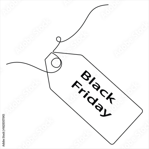 One line drawing black friday sales tag black friday concept continuous line art vector illustration