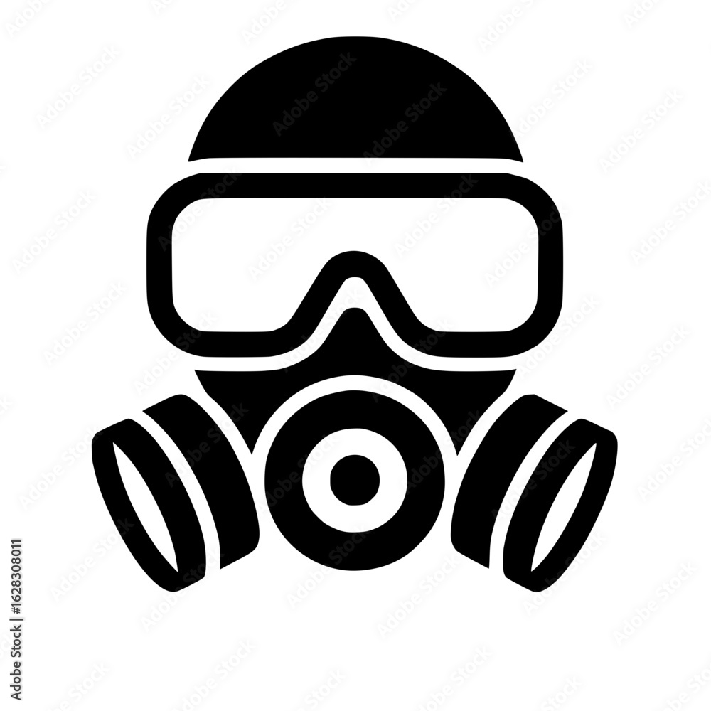 Isolated black gas mask protection icon
Isolated black gas mask protection icon