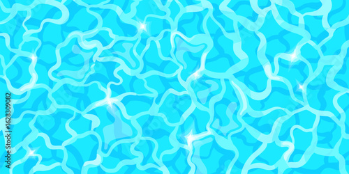 Pool water top view. Sea ripple texture, ocean wave surface blue river lake above underwater bottom cartoon background, swimming liquid summer sun light neat vector illustration