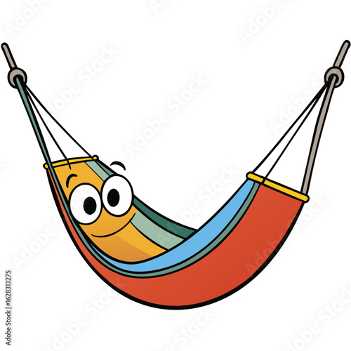A hammock draped between two trees, with a nearby tree trunk, inviting relaxation in a serene outdoor setting.