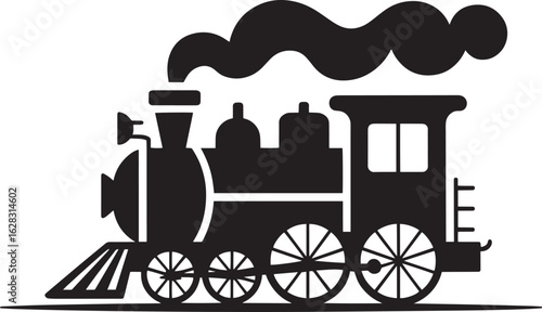 Black and White Train Silhouette Vector Illustration for Transportation and Railroad Themes