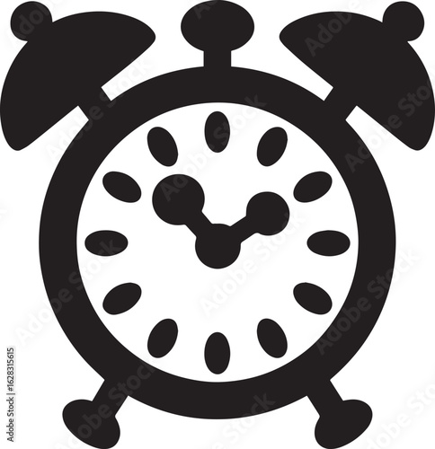 Classic Alarm Clock Icon with Bell Ringers on Transparent Background Vector Illustration