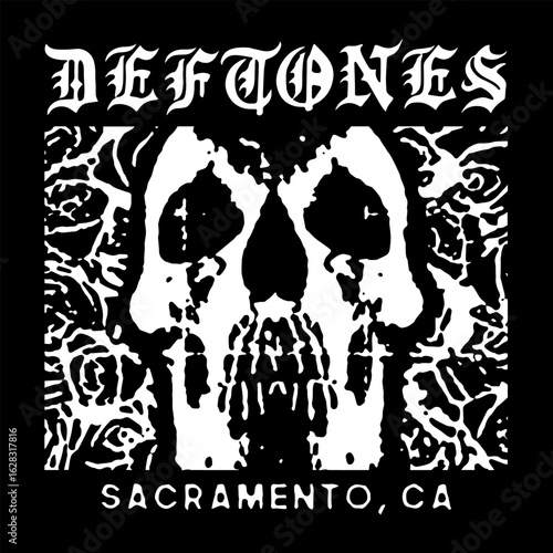 deftones tshirt design illustration band shoegaze sacramento skull flower rose rock metal