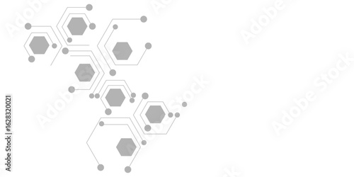 Futuristic tech background with connected hexagons and nodes in soft gray. A clean, abstract design ideal for digital, medical, or scientific presentations and modern innovation themes.