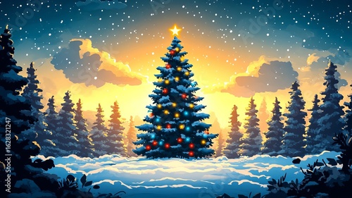 Christmas Decoration Illustration Watercolour Drawing