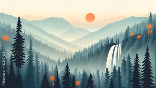 Mountains Nature Graphic Illustration Drawing