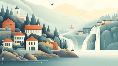 Mountains Nature Graphic Illustration Drawing