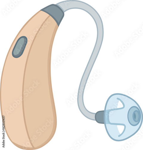 Hearing aid medical device ear assistive beige plastic technology healthcare sound amplifier disability support isolated equipment tool modern