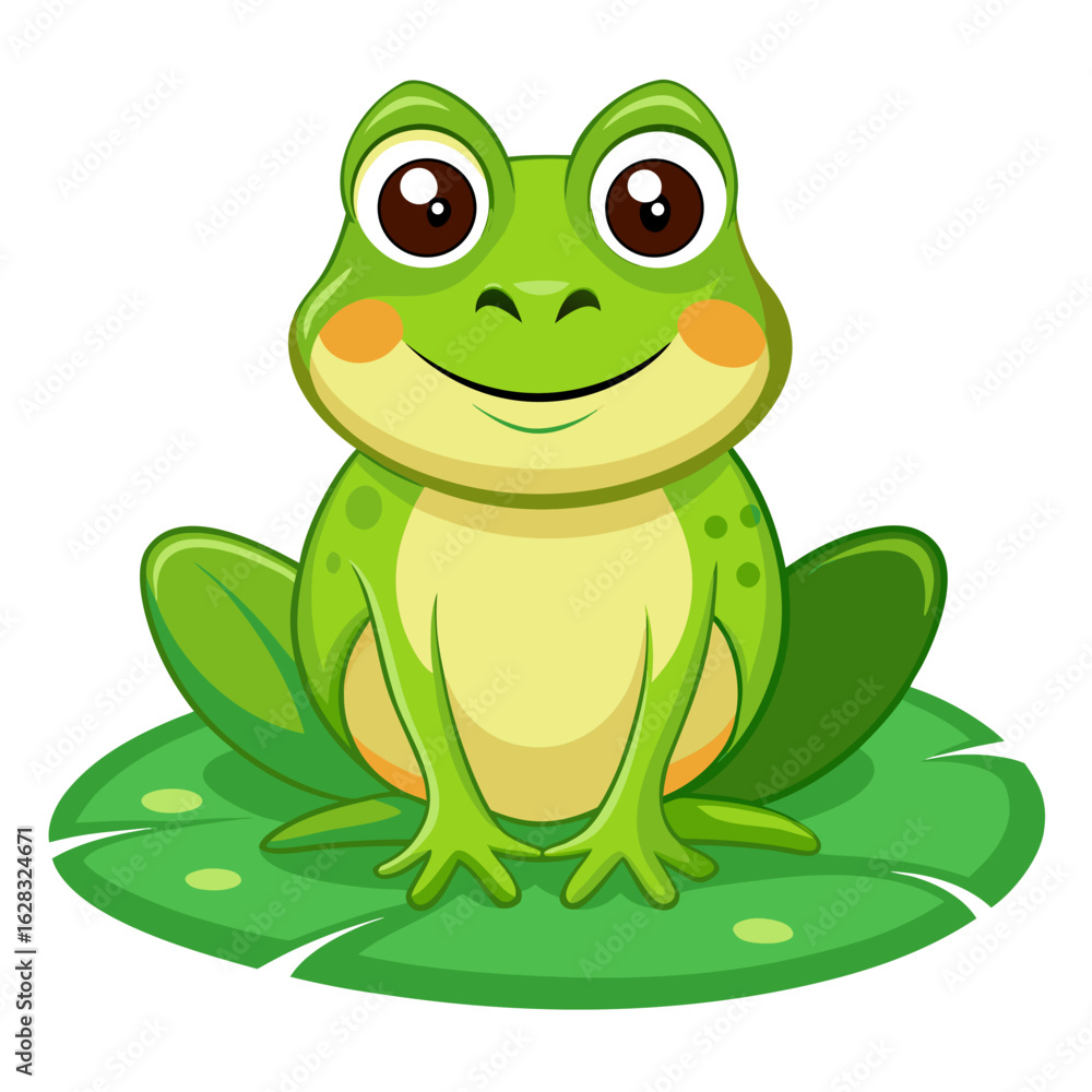 Obraz premium Cute Frog on Lily Pad
