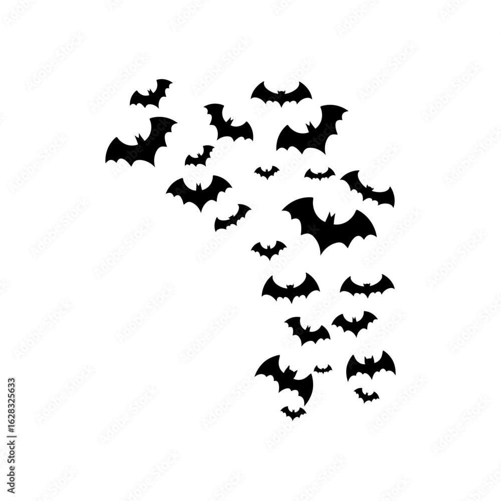 Naklejka premium Flying Bats Silhouette for Halloween Design. Vector Illustration