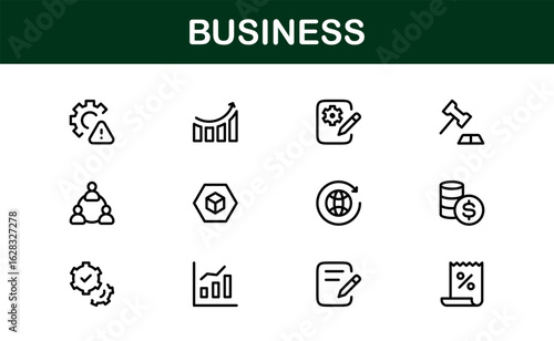 Business Professional Modern Line Icon Set with Minimal and Unique Designs for Corporate and Office Use