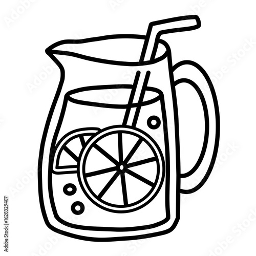 Lemonade jug with lemon slices 