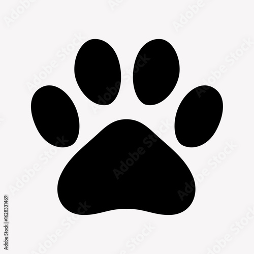 Paw print sign and symbol, footprint pet paw. Dog, bear and cat paw print. Vector image. EPS 10