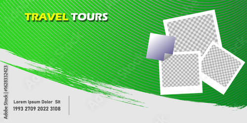 Travel tours banner template, horizontal advertising business banner layout template flat design set , clean abstract cover header background for website design