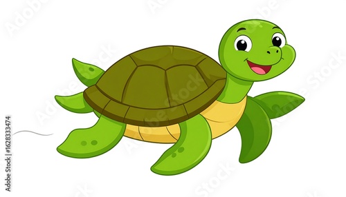 Cute cartoon turtle swimming
