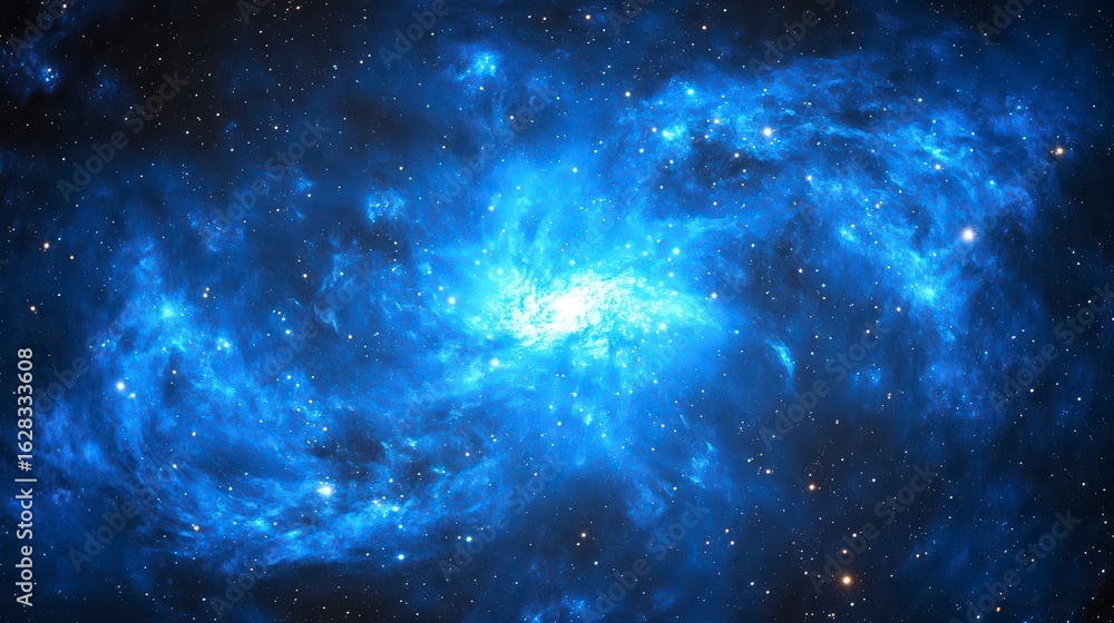 Fototapeta premium Blue sky with stars and a galaxy in the background