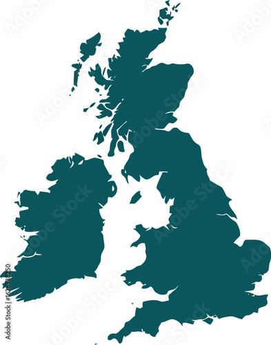 United kingdom map silhouette teal