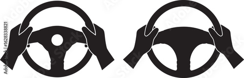 Hands gripping a steering wheel silhouette