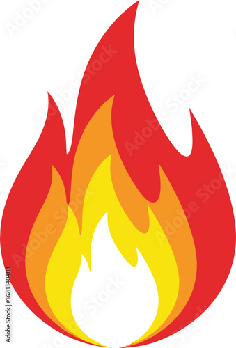Illustration of a stylized flame with red orange and yellow color gradient