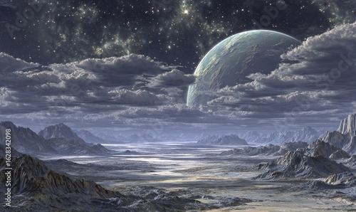 他の惑星の表面の壮大な眺め