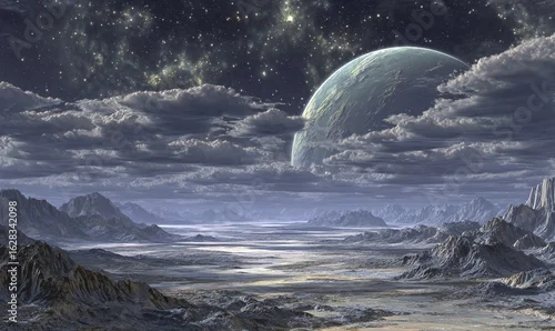 Fototapeta 他の惑星の表面の壮大な眺め