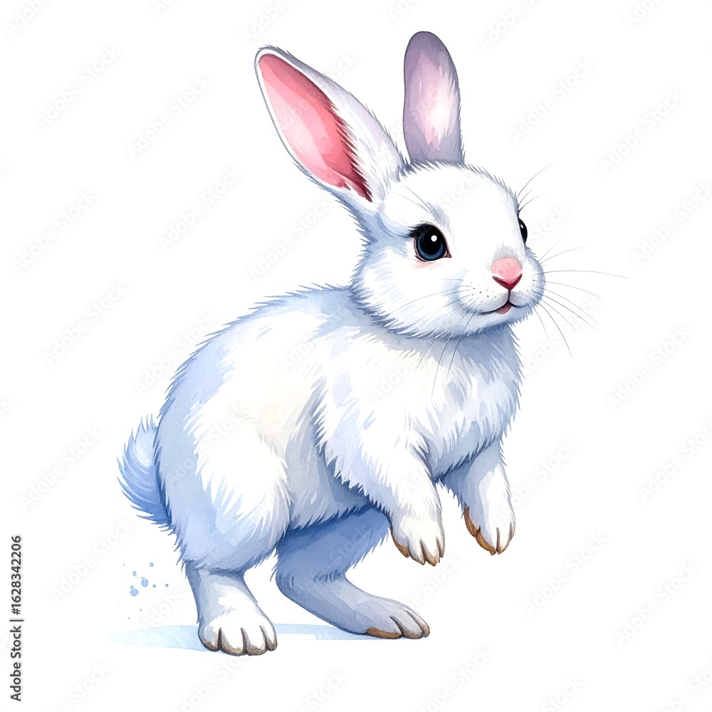 Fototapeta premium Cute white rabbit illustration