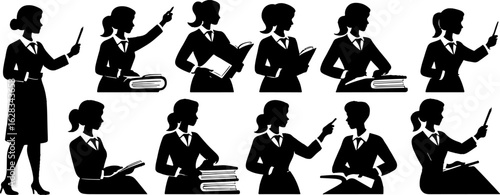 Teacher Silhouette Vector Set – Black Education Icons and Illustrations