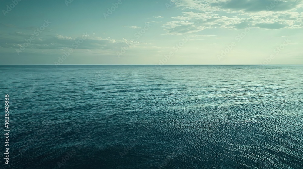 Obraz premium Tranquil ocean vista under a hazy sky
