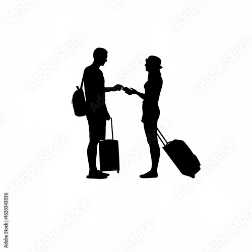 Couple exchanging wedding rings and gifts during a romantic trip