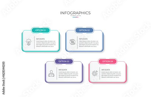 Vector Infographic label design template with icons and 4 options or steps. Can be used for process diagram, presentations, workflow layout, banner, flow chart, info graph.