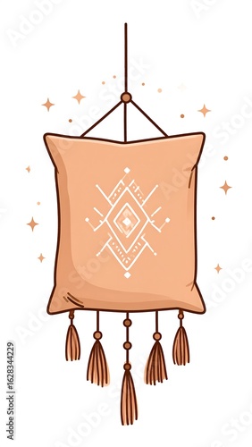 Decorative hanging pillow with tassels