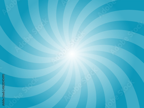 Blue Green Turquoise Sunburst Swirl Background. Blue Radial Retro Glowing Rays Banner. Abstract Retro Whirlwind Starburst Vector Abstract Background. Twisted Radial Illustration.