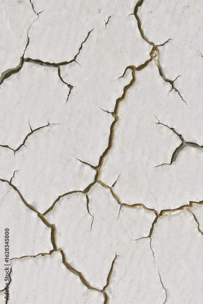 Obraz premium Cracked white surface with visible golden-brown fissures and texture image photo